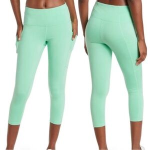 Z by Zella High Waist‎ 7/8 Length Leggings with Pockets, Green Marine, Sz S, NWT